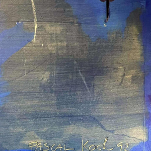 Pascal KOCH “Composition bleue” tableau abstrait, acrylique sur toile, école belge 1992