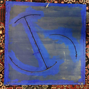 Pascal KOCH “Composition bleue” tableau abstrait, acrylique sur toile, école belge 1992