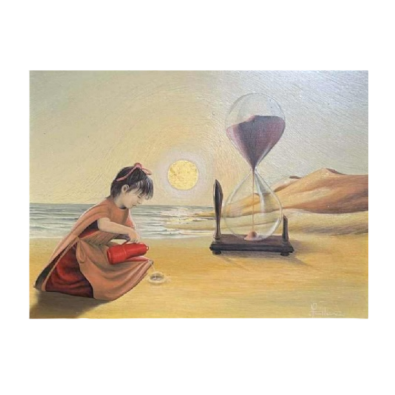 Hugo DE PUTTER “Geduld“ schilderij olieverf op paneel, 1980