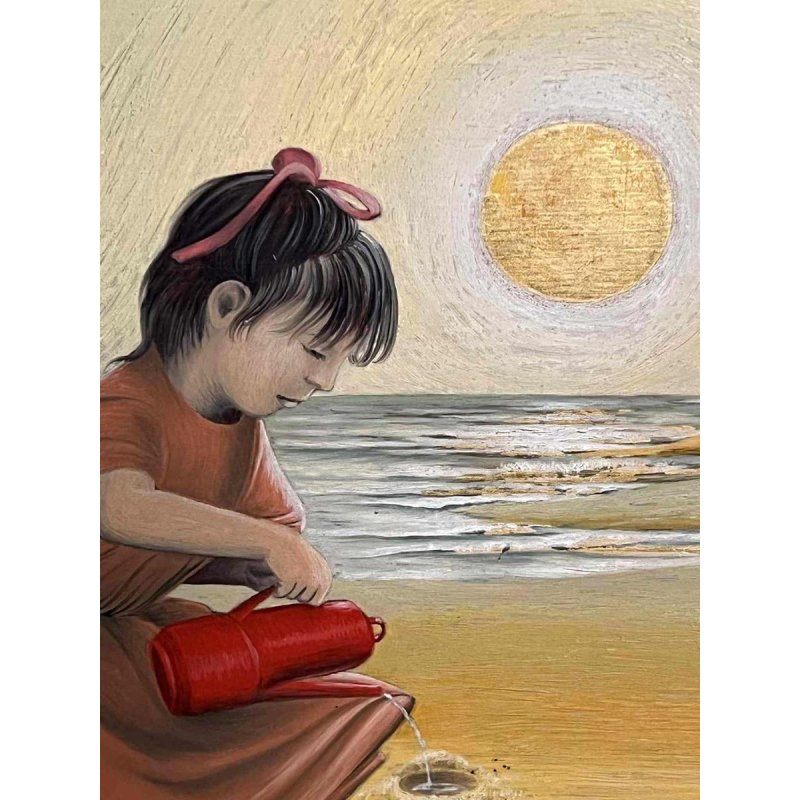 Hugo DE PUTTER “Geduld /Patience“ painting oil on panel, 1980