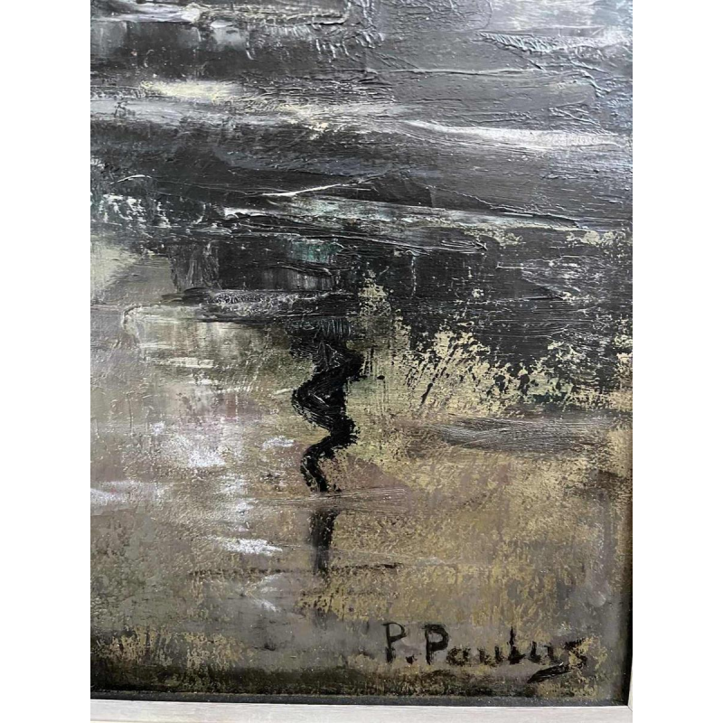 Pierre PAULUS “Paysage industriel sur les bords de la Sambre“ tableau huile sur toile, ca 1930