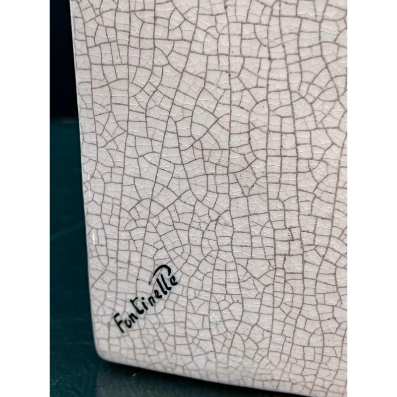 Louis Fontinelle 'Boogschieten' paar Art Deco gebarsten keramiek aardewerken boekensteunen, ca 1930