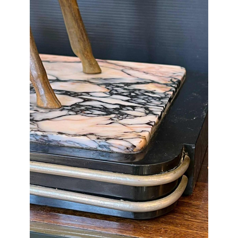 Carell 'Doe and fawn' Art Deco sculpture in regula on marble base, ca 1930