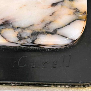 Carell 'Doe and fawn' Art Deco sculpture in regula on marble base, ca 1930