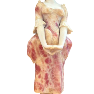 Young woman, sculpture in pink-tinted alabaster, Italian work circa 1900