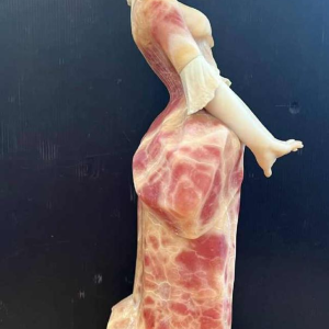 Young woman, sculpture in pink-tinted alabaster, Italian work circa 1900