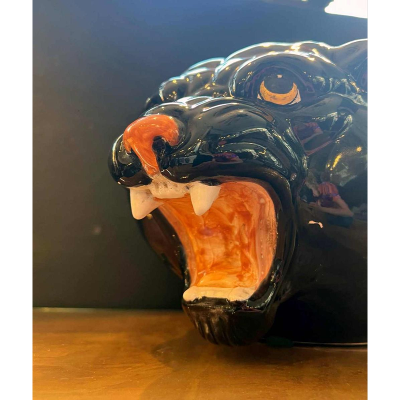 Jardinière “panthère noire“ en faience, ca 1970