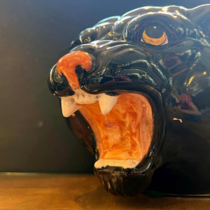 Jardinière “panthère noire“ en faience, ca 1970