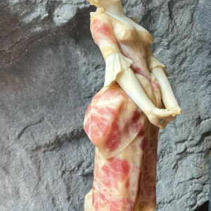Young woman, sculpture in pink-tinted alabaster, Italian work circa 1900