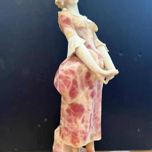 Young woman, sculpture in pink-tinted alabaster, Italian work circa 1900