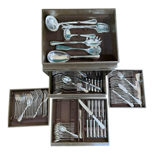 CHRISTOFLE, large SPATOURS 125 pieces silver-plated cutlery set