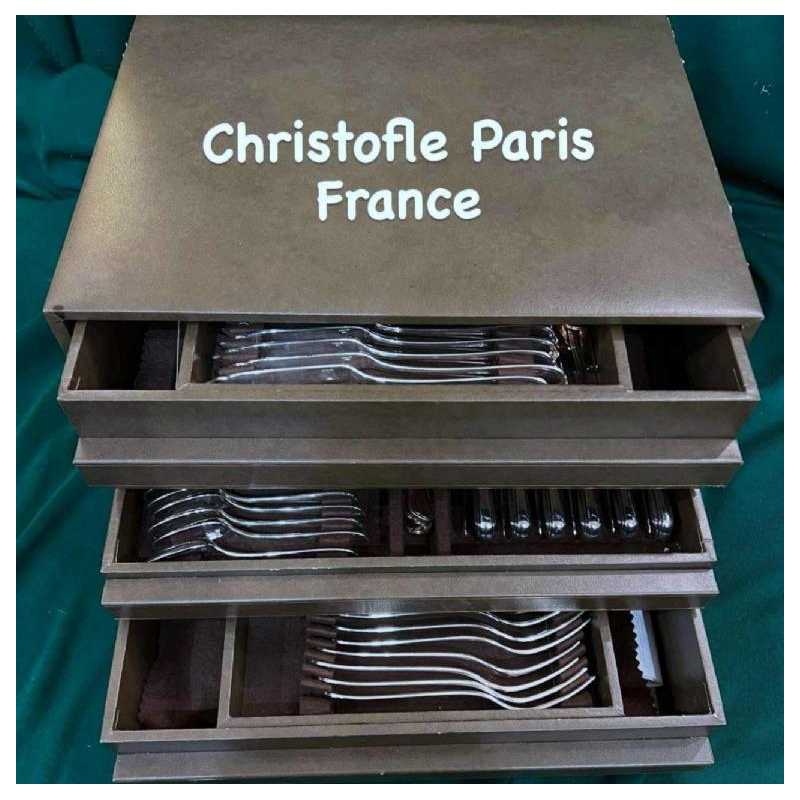 CHRISTOFLE, groot 'SPATOURS' 125 delig bestek, verzilverd bestek set