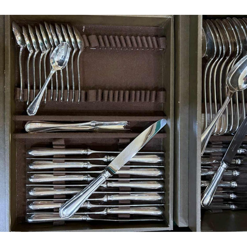 CHRISTOFLE, large SPATOURS 125 pieces silver-plated cutlery set