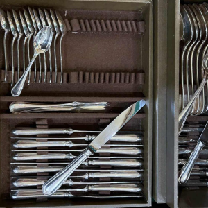 CHRISTOFLE, large SPATOURS 125 pieces silver-plated cutlery set
