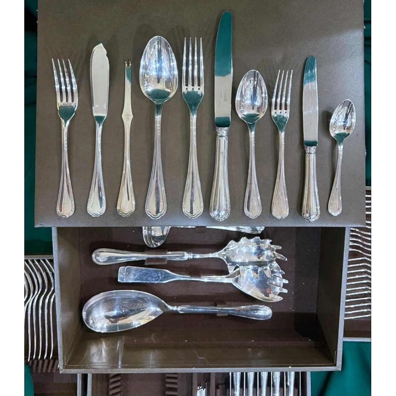 CHRISTOFLE, large SPATOURS 125 pieces silver-plated cutlery set