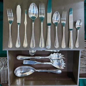CHRISTOFLE, large SPATOURS 125 pieces silver-plated cutlery set