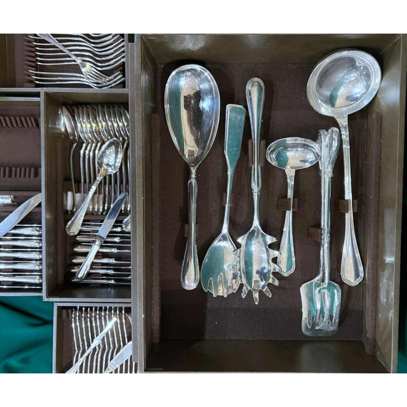 CHRISTOFLE, large SPATOURS 125 pieces silver-plated cutlery set
