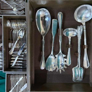 CHRISTOFLE, large SPATOURS 125 pieces silver-plated cutlery set