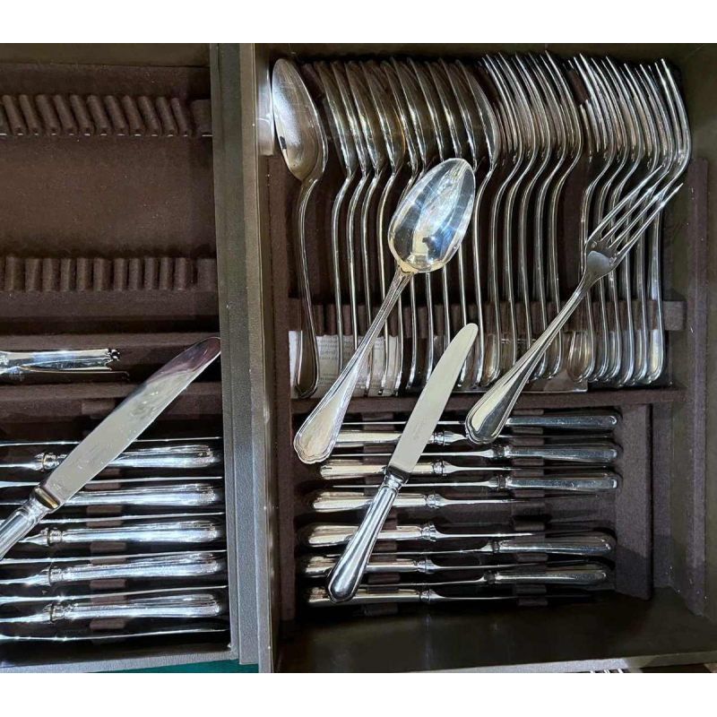 CHRISTOFLE, large SPATOURS 125 pieces silver-plated cutlery set
