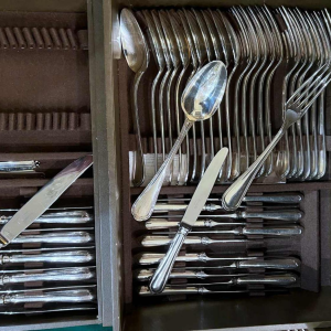 CHRISTOFLE, large SPATOURS 125 pieces silver-plated cutlery set