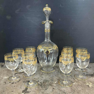 Baccarat crystal wine decanter, 'Byzantine doré' model