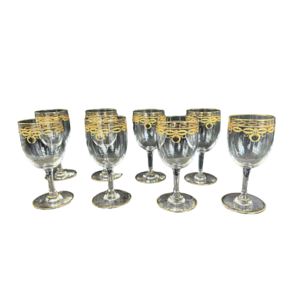8 Baccarat crystal wine glasses "Byzantine doré" model