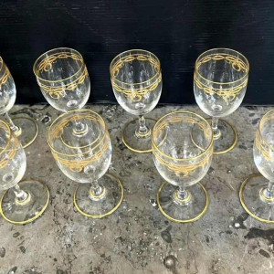 8 Baccarat crystal wine glasses "Byzantine doré" model