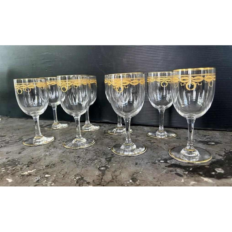 8 Baccarat kristallen wijnglazen "Byzantine doré" model
