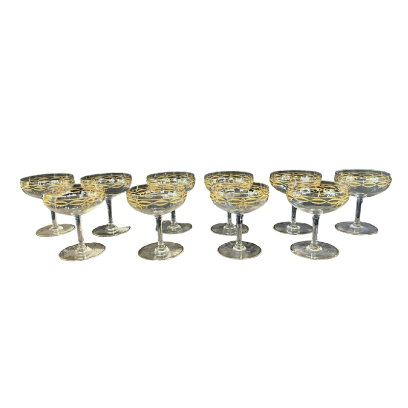 10 Baccarat crystal champagne glasses "Byzantine doré" model