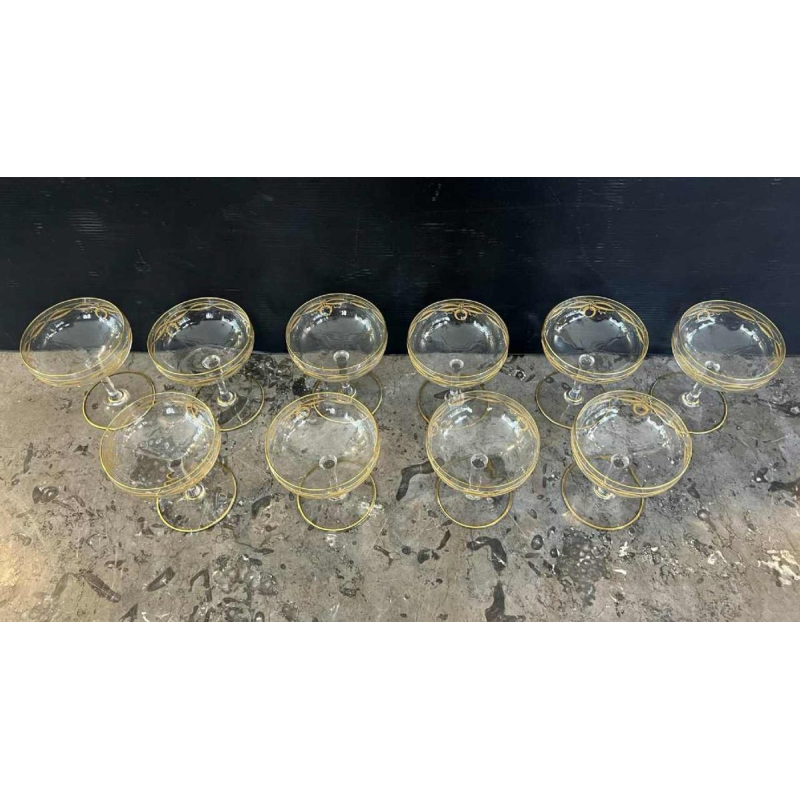 10 Baccarat kristallen champagneglazen "Byzantijns doré" model
