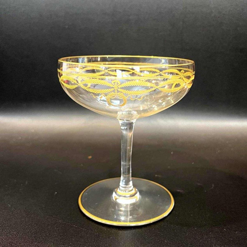 10 Baccarat crystal champagne glasses "Byzantine doré" model