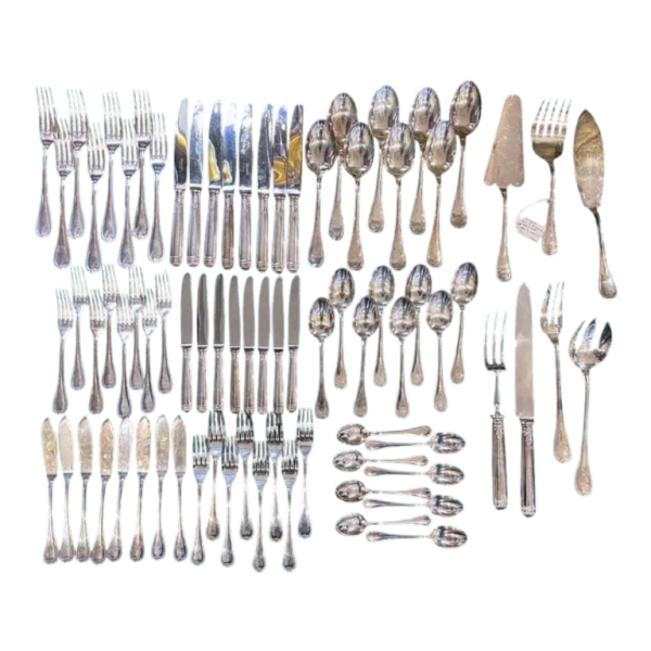 Christofle Orfèvrerie, Malmaison model 8-person cutlery set, 79 place settings silver-plated metal
