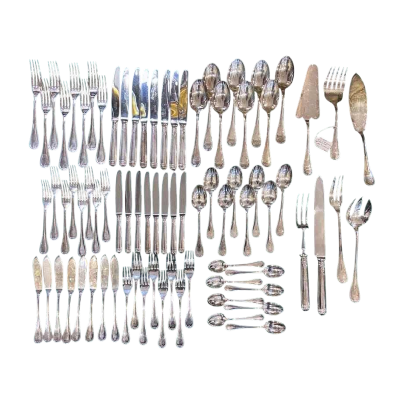 Christofle Orfèvrerie, modèle 'Malmaison' ménagère 8 personnes, 79 couverts en métal argenté