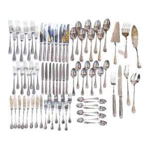 Christofle Orfèvrerie, Malmaison model 8-person cutlery set, 79 place settings silver-plated metal