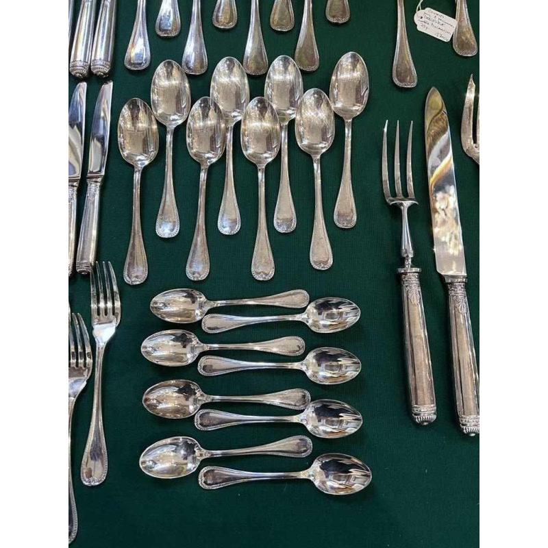 Christofle Orfèvrerie, Malmaison model 8-person cutlery set, 79 place settings silver-plated metal