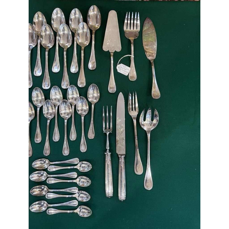 Christofle Orfèvrerie, Malmaison model 8-person cutlery set, 79 place settings silver-plated metal