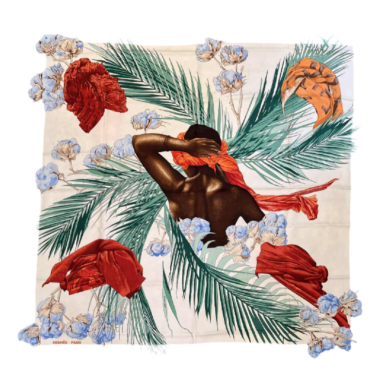 HERMÈS Paris for Michèle SZABO - silk square titled "Turbans des reines