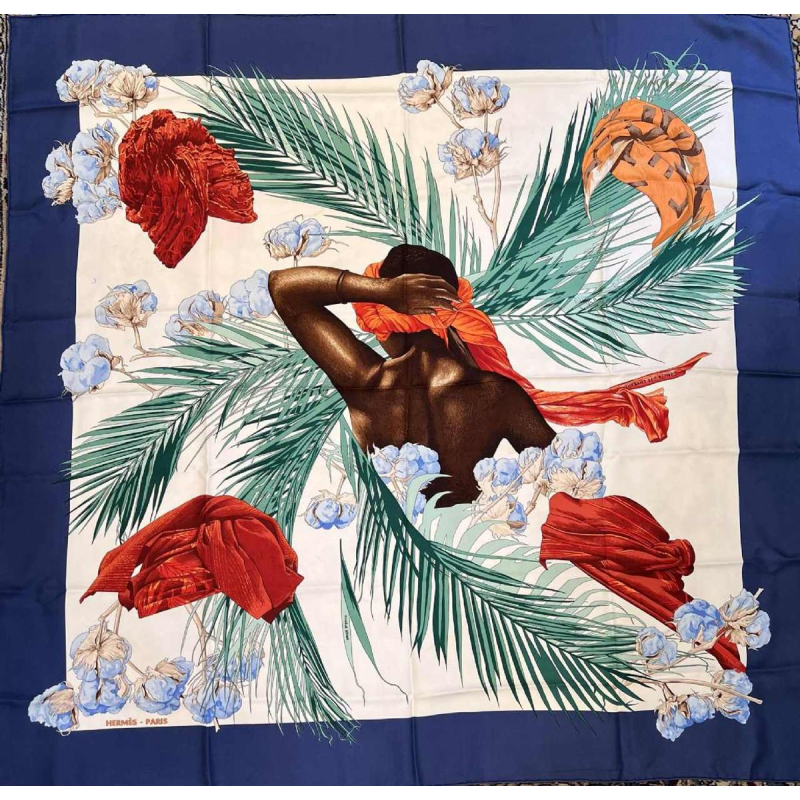 HERMÈS Paris for Michèle SZABO - silk square titled "Turbans des reines