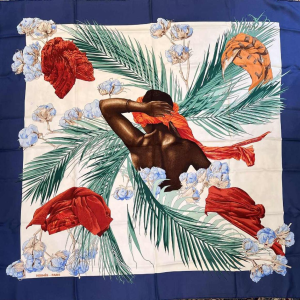 HERMÈS Paris pour Michèle SZABO - carré en soie titré "Turbans des reines