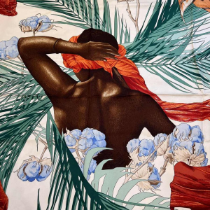 HERMÈS Paris pour Michèle SZABO - carré en soie titré "Turbans des reines