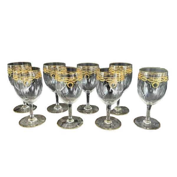 8 Baccarat kristallen waterglazen "Byzantijns doré" model