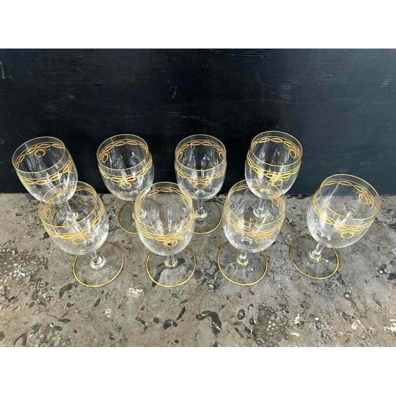 8 Baccarat kristallen waterglazen "Byzantijns doré" model