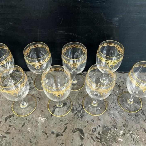 8 Baccarat kristallen waterglazen "Byzantijns doré" model