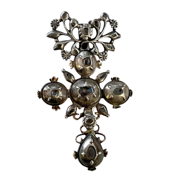 Articulated openwork silver and diamond 'butterfly' pendant, 18th century