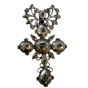 Articulated openwork silver and diamond 'butterfly' pendant, 18th century