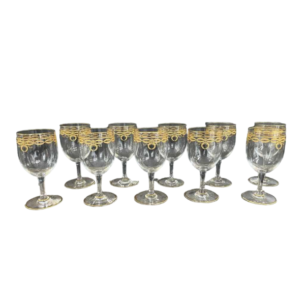 10 Baccarat kristallen wijnglazen "Byzantine doré" model
