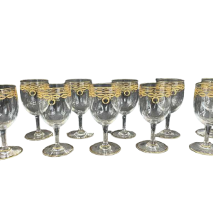 10 verres à vin en cristal de Baccarat modèle "Byzantine doré "