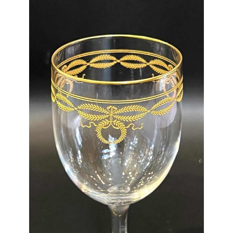 10 verres à vin en cristal de Baccarat modèle "Byzantine doré "