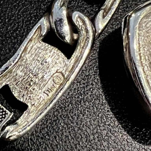 Christian Dior, set necklace & earrings, silver-plated metal and grey pearls