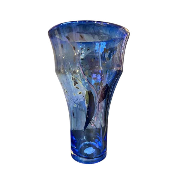 Samuel HERMAN pour Val Saint Lambert, grand vase en cristal à décor d'inclusions